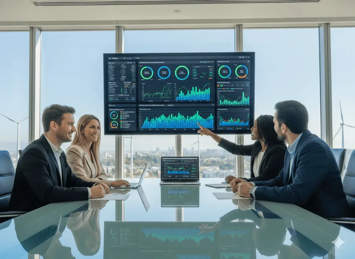 Reunión presentando análisis de datos energéticos